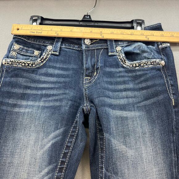 Miss Me Jeans Women's Size 27(4)Signature Boot Crystal Metallic Stitching Bling - Picture 4 of 15